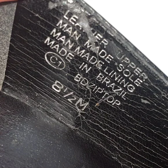 Vintage 90s Bandolino Black Leather Block Heel Wide Square Toe Loafers 8.5 - Picture 9 of 11